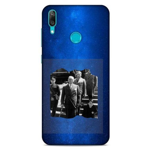 Huawei Y7 2019 Kılıf Atatürk (11) Tam Koruma Gece Mavisi