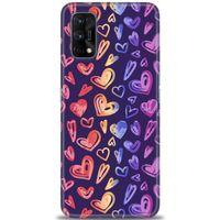 Realme 7 Pro Kılıf HD Baskılı Kılıf - Renkli Kalpler + Tam Ekran Koruyucu