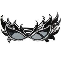 Taşlı Siyah Alev Parti Gözlüğü