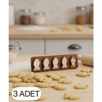 3Lü Balık Şekilli Kraker ve Kurabiye Kalıbı 5’li Tek Parça Şeker ve Oyun Hamuru Kesici