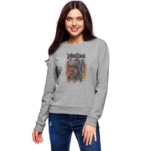 JUDAS PRIEST Baskılı Gri Kadın Sweatshirt