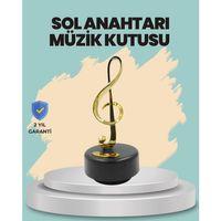 Altın Nota Sol Anahtarı Müzik Box Döner Mekanizmalı Hediyelik