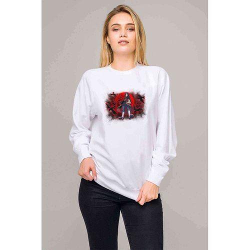 Uchiha Itachi By Bodskih Fullview Baskılı Beyaz Kadın Sweatshirt