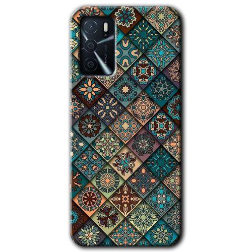 MRCİLETİSİM Oppo A16 Kılıf HD Desen Baskılı Arka Kapak + Temperli Cam - Mandala Desen