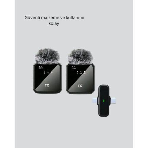 Canlı Yayın Ve Video Çekimleri İçin Çiftli Kablosuz Yaka Mikrofon