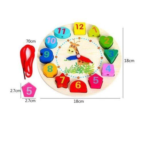 Zhltoys Eğitici İp Dizme Ahşap Saat Oyuncak