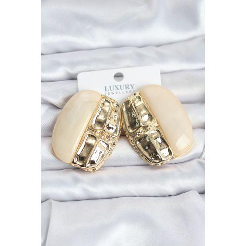 Krem Renk Pirinç Vintage Kadın Küpe