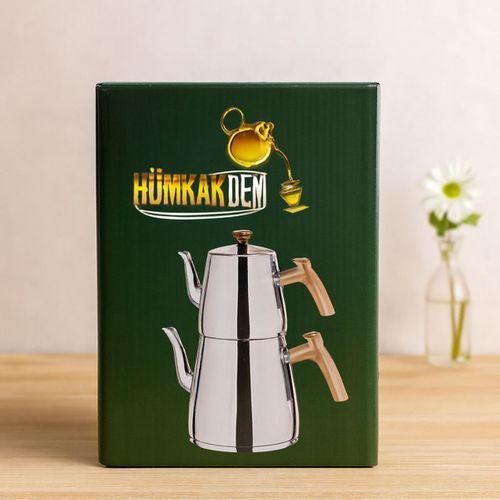 Çelik Çaydanlık Seti (1.1L Üst + 2L Alt) Kendinden Süzgeçli
