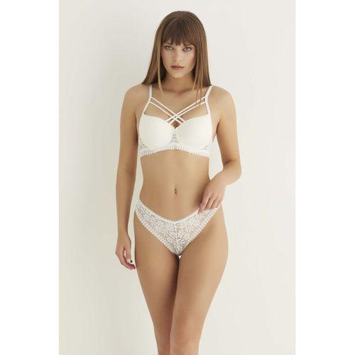 Ekru Destekli Çift Çapraz Dantelli Sütyen Takımı