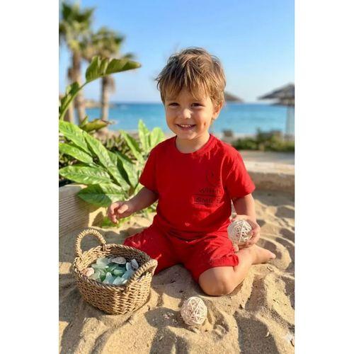 Erkek Çocuk Yazlık Şort Takım Kırmızı