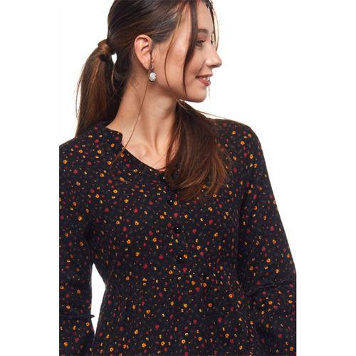 Pazen Siyah Çıtır Desen Kısa Elbise