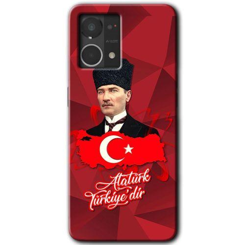 Oppo Reno 7 4G Kılıf HD Desen Baskılı Arka Kapak - Atatürkiye + Kırılmaz Cam