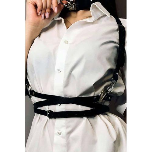 Belden Ayarlı Bağlamalı Deri Korse Kemer Ve Choker Tasma Takım - Brf644