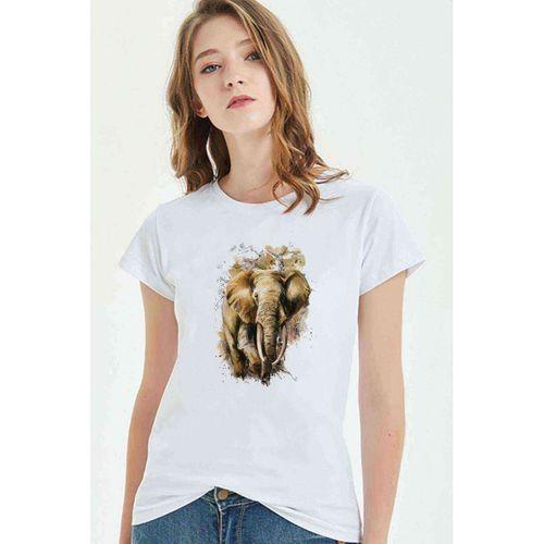 Watercolor Elephant Kadın Beyaz Tshirt