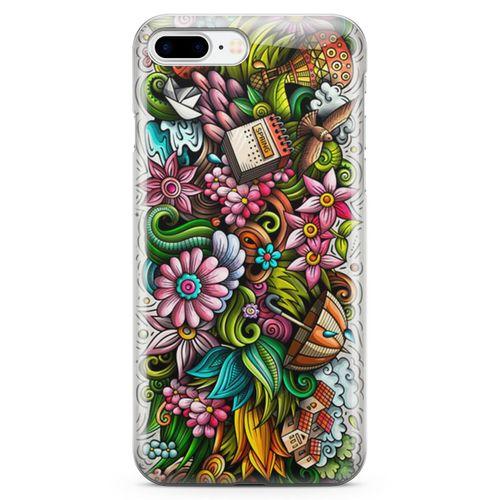 Apple iPhone 8 Plus Kılıf Spring Doodle Arka Kapak Koruma Desenli Full Koruyucu