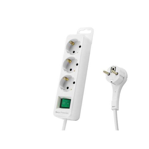 Akım Korumalı Uzatma Kablosu 3 Priz Anahtarlı 306 Joule 3G1.0Mm Tam Bakır 1.5M - Beyaz SPGF03