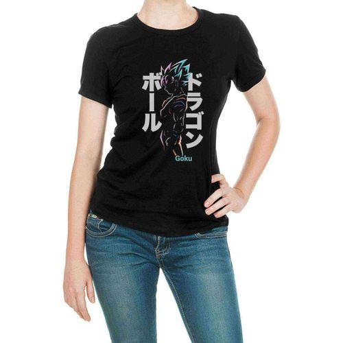 Anime Dragon Ball Baskılı Siyah Kadın Tshirt