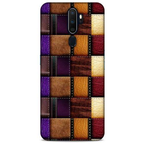 Oppo A5 2020 Kılıf Patchwork (13) Silikon Kap Mor Turuncu
