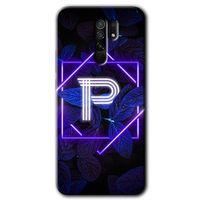 Xiaomi Redmi 9 Kılıf Baskılı Kapak - Dark Neon Yaprak P Harfi +Tam Kaplayan Mat Seramik