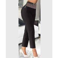 Kadın Yüksek Bel önden Taşlı Ve Tokalı Ithal Krep Pantolon