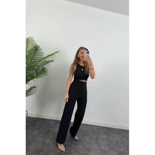 Kadın Yüksek Bel Atlas Kumaş Palazzo Pantolon