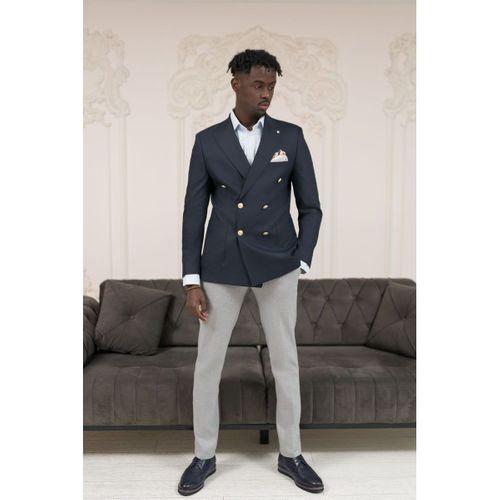 Regular Fit İtalyan Yaka Astarlı Torba Cepli Kruvaze Blazer Ceket