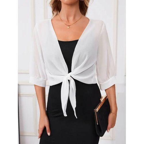Kadın Truvakar Kol önden Bağlamalı Kısa şifon Bolero Ceket