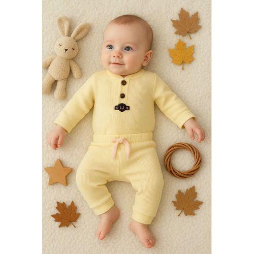 Waffle Çıtlı Düğmeli 2'li Mevsimlik Takım