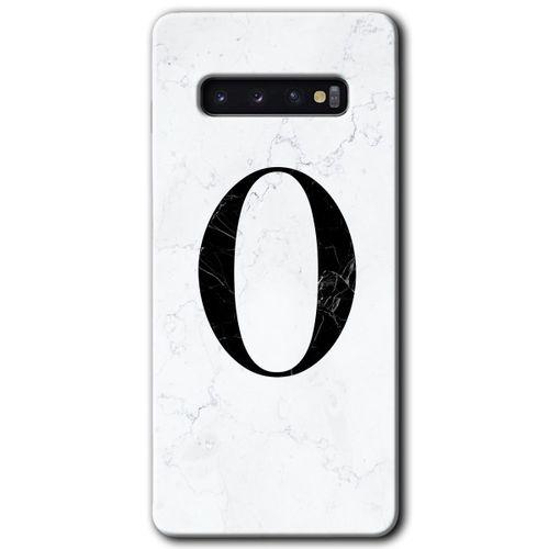 Samsung Galaxy S10 Kılıf HD Desen Baskılı Arka Kapak - Beyaz Mermer Desenli O Harfi