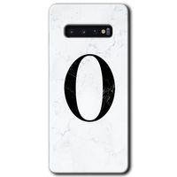 Samsung Galaxy S10 Kılıf HD Desen Baskılı Arka Kapak - Beyaz Mermer Desenli O Harfi