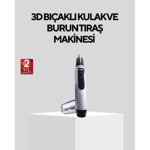 Burun Kulak Ve Kaş Tıraş Makinesi 3d Keskin Bıçaklı Pil İle Çalışan