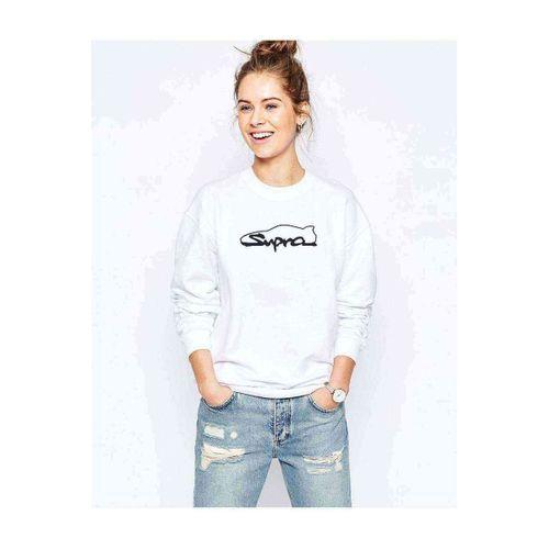 Araba Supra Logo Baskılı Beyaz Kadın Sweatshirt