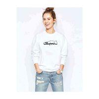Araba Supra Logo Baskılı Beyaz Kadın Sweatshirt