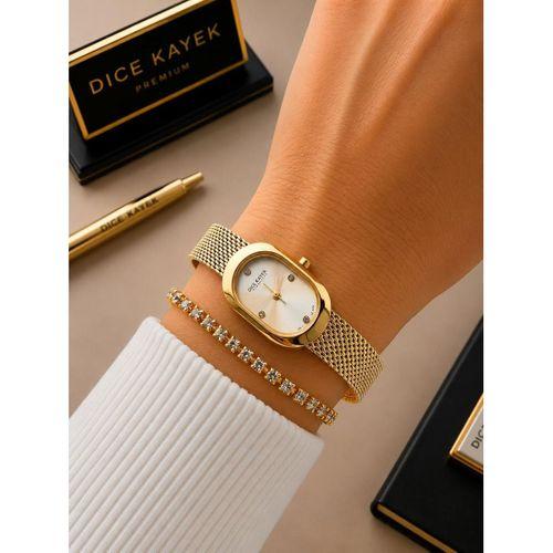 Dice Kayek Oval Mini Vintage Kasa Kadın Kol Saati Çelik Kordon 5 ATM Suya Dayanıklı+Bileklik DC.25