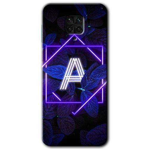 Xiaomi Redmi Note 9s HD Baskılı Kılıf + 9D Tam Ekran Koruyucu - Dark Neon Yaprak A Harfi