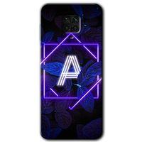 Xiaomi Redmi Note 9s HD Baskılı Kılıf + 9D Tam Ekran Koruyucu - Dark Neon Yaprak A Harfi