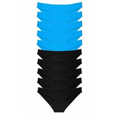 10 adet Eko Set Likralı Kadın Slip Külot Siyah Mavi