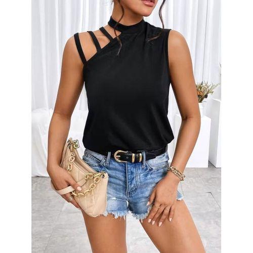 Kadın Omuzdan şerit Detaylı Yarı Balıkçı Yaka Viskon Bluz