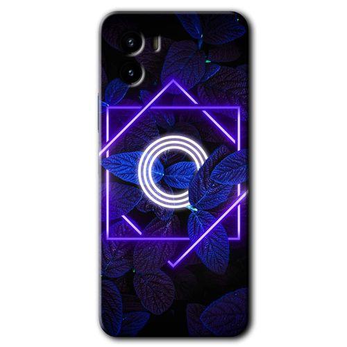 Vivo Y15s Kılıf HD Desen Baskılı Arka Kapak + Temperli Cam - Dark Neon Yaprak O Harfi