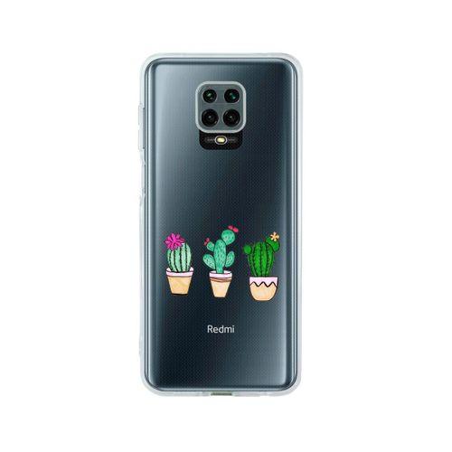 Redmi Note 9 Pro Kaktüsler Desenli Premium Şeffaf Silikon Kılıf