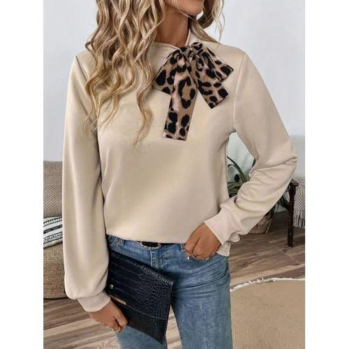 Kadın Uzun Kollu Yakadan Bağlamalı Viskon Iki Iplik Bluz