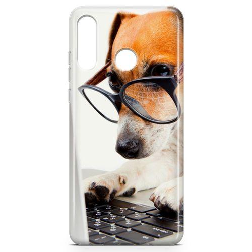 Huawei P30 Lite 2020 Kılıf Gözlüklü Terrier Arka Kapak Koruma Desenli Full Koruyucu