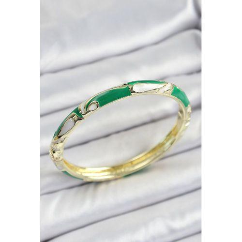 Mineli Pirinç Çiçek Motifli Yeşil Renk Kadın Kelepçe