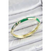 Mineli Pirinç Çiçek Motifli Yeşil Renk Kadın Kelepçe