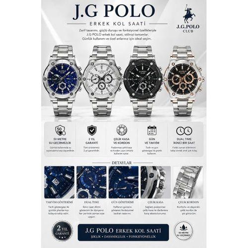 JG.Polo Club Çelik Kordon 2 Yıl Garantili 5 Atm Suya Dayanıklı Erkek Kol Saati+Bileklik JG.J2538.1
