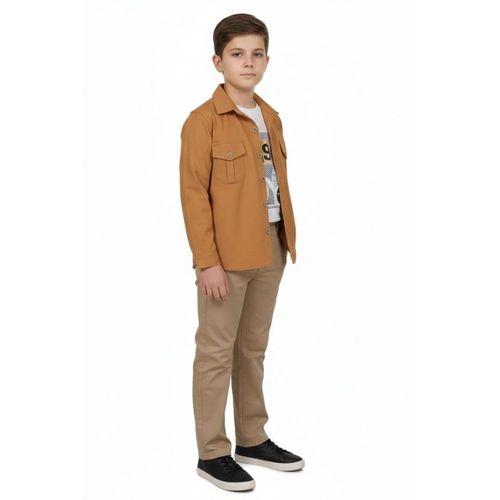 Erkek Çocuk Pantolon Gömlek Tişört 3 Lü Takım BGL-ST05260