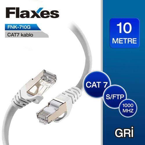 FLAXES FNK-710G CAT7 PATCH KABLO 10 METRE GRİ