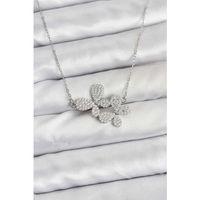 316L Çelik Zincir Gümüş Renk Zirkon Taşlı Kelebek Model Kadın Kolye