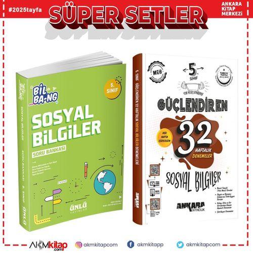 Ünlü Yayıncılık 5.Sınıf Bil Bang Sosyal Bilgiler Soru Bankası ve Ankara Yayıncılık 32 Haftalık Deneme Seti 2 Kitap