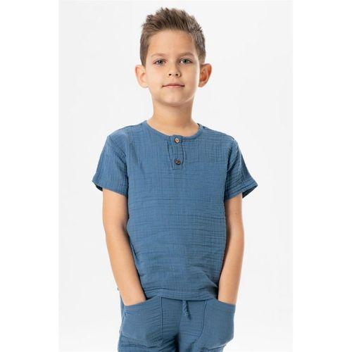 Kısa Kol Batı Yazlık Müslin Erkek Çocuk Tshirt İndigo indg